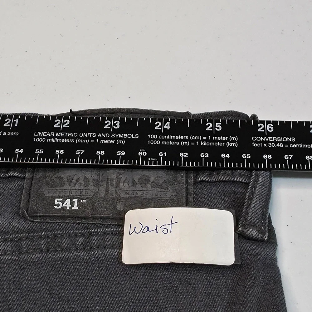 Levis 541 Athletic‎ Taper Jeans 52x30 Dark Grey Mens Stretch Denim Pants